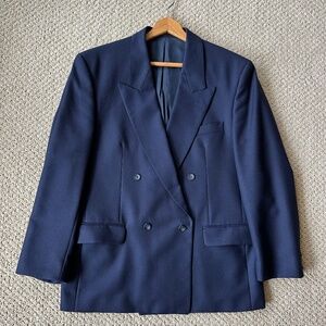 Navy Blue Double Breasted Wool Blazer By The Buckingham Taylor D.J. Lewis